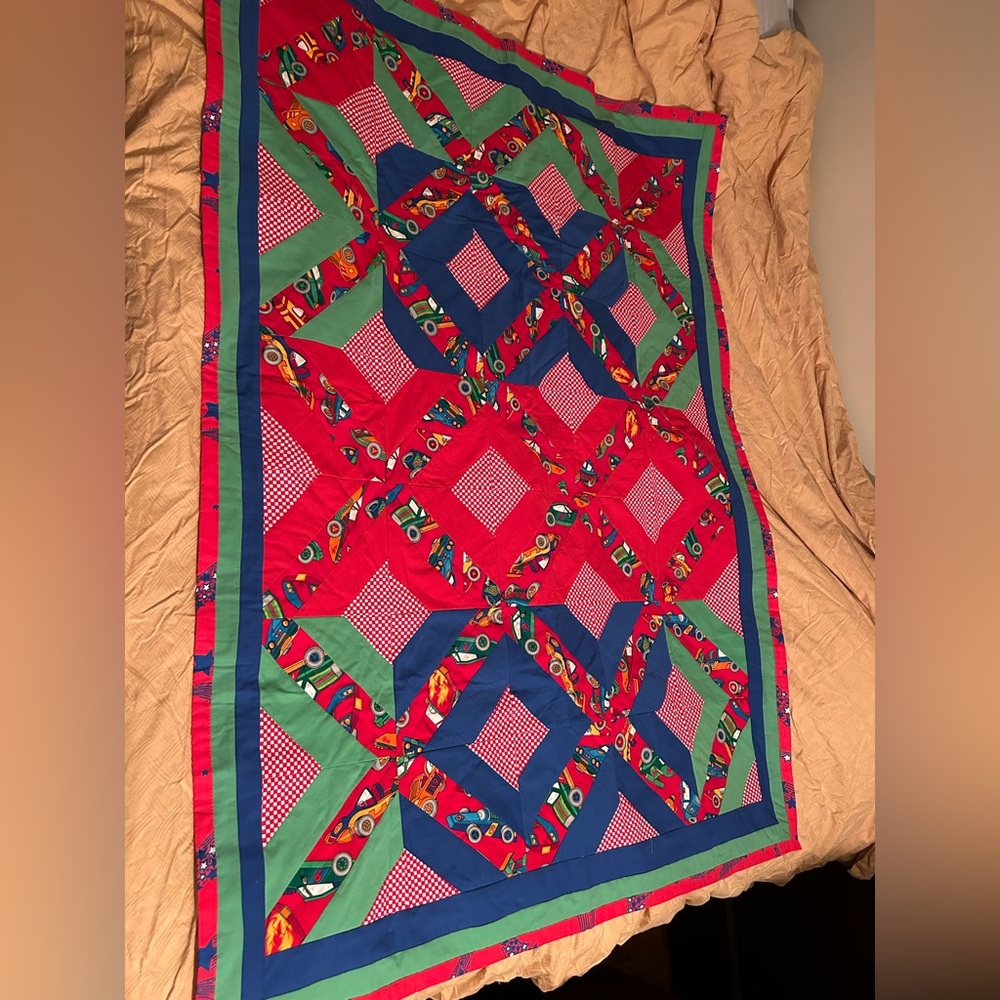 Homemade Colorful Patchwork Quilt, new no tag 59”x42”